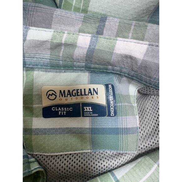 Magellan 3XL Men’s Green Plaid Short Sleeve Shirt Outdoors Gorp Core Plus Size - Picture 4 of 11